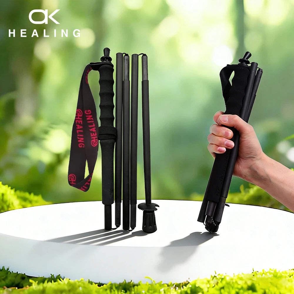 OKHEALING Carbon Fiber Folding Trekking Poles for Hiking and Travel