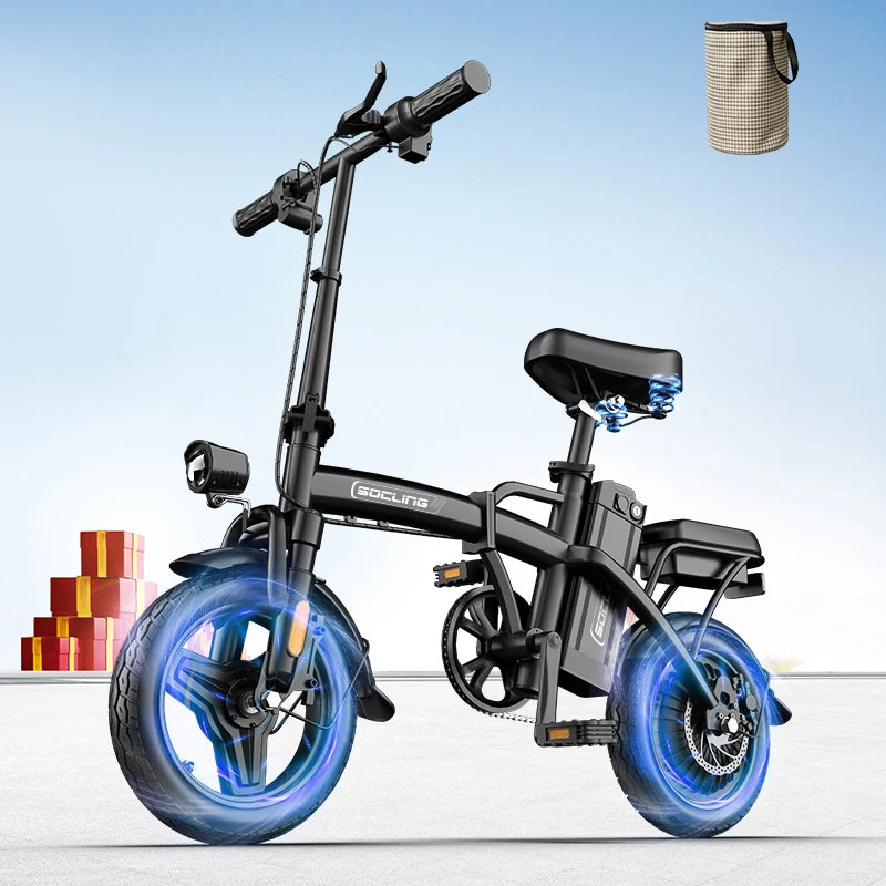 500W Folding Electric Bike for Adults With Basket and Brakes