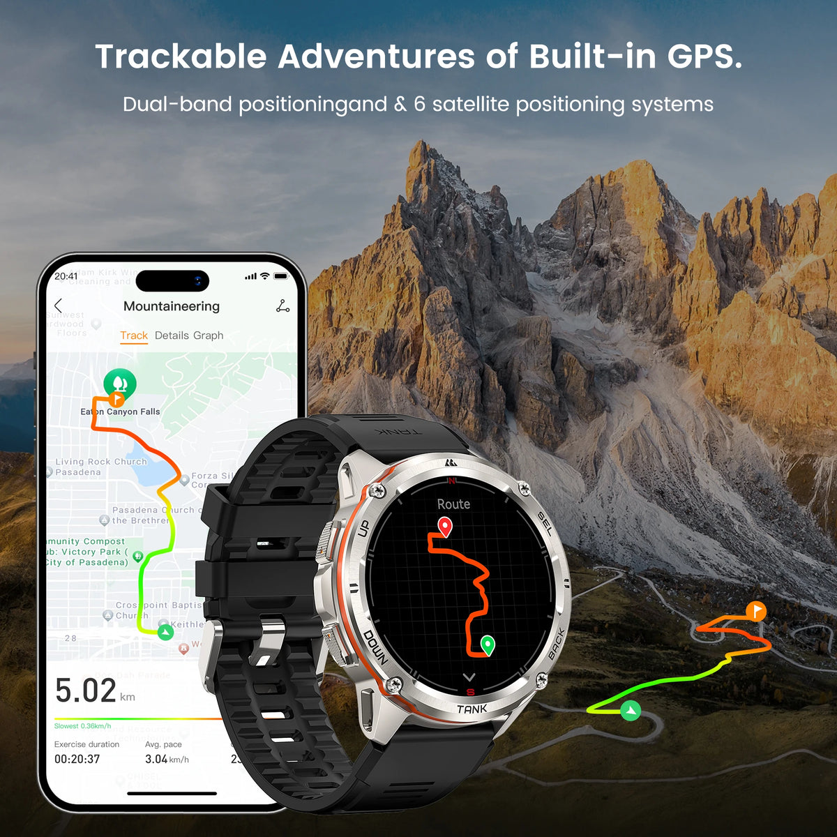 KOSPET TANK T3 Ultra Rugged GPS AMOLED Smartwatch for Men