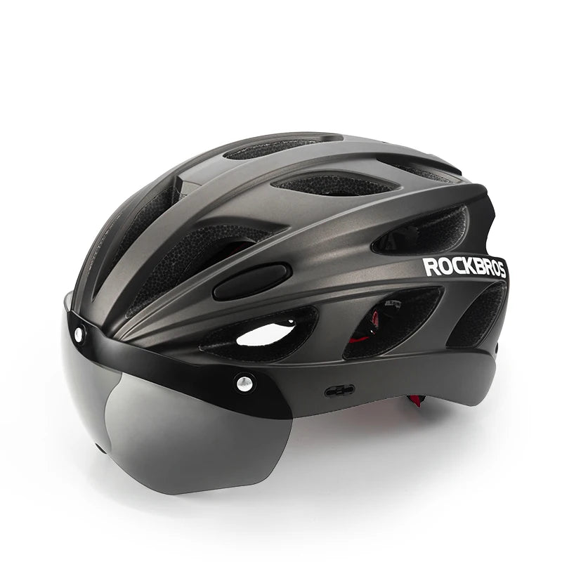 ROCKBROS Integrated Cycling Helmet With Goggles For MTB Road Safety