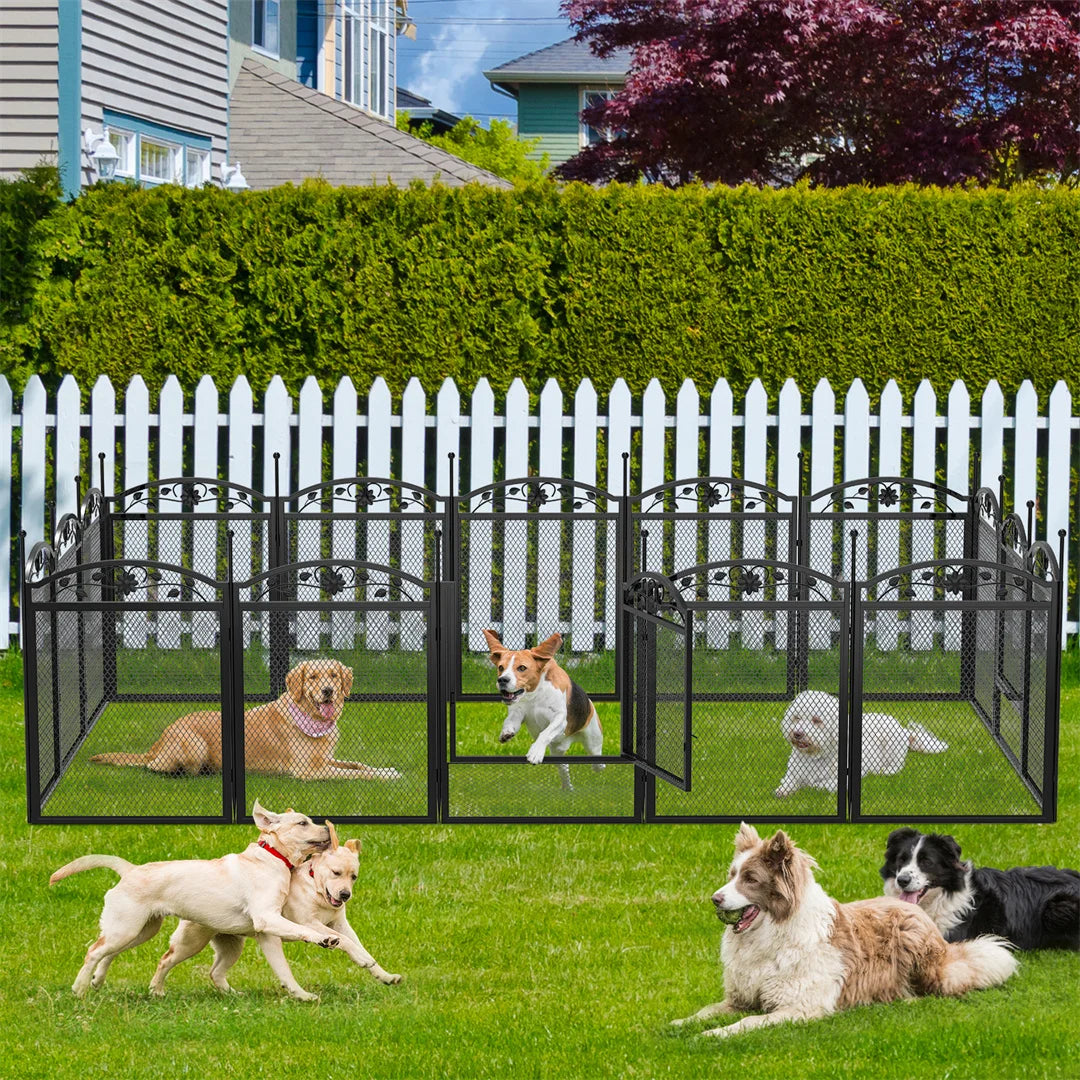 BINGOPAW Heavy Duty Metal Dog Playpen With Waterproof Whelping Pad