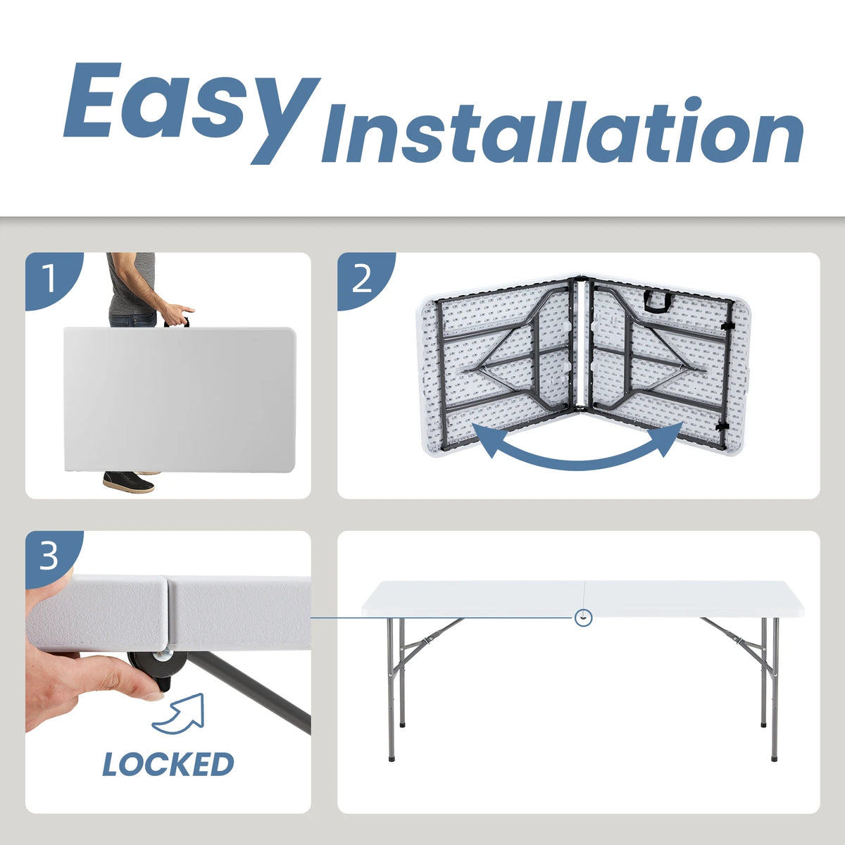 JHK Portable Folding Table With Safety Lock For Outdoor Dining
