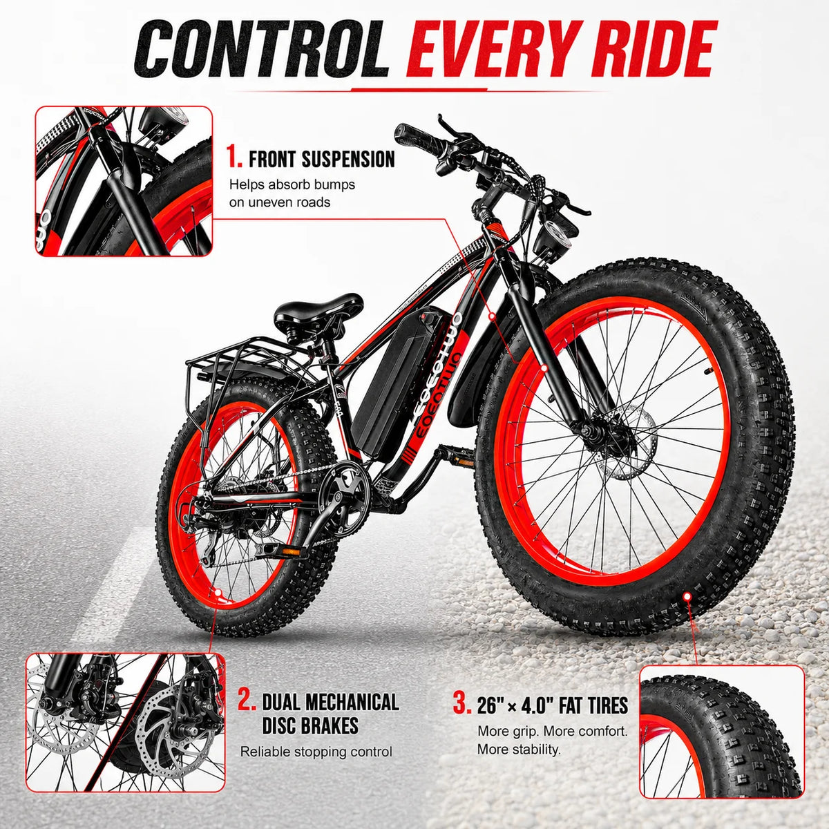 EOEOTWO Electric Mountain Bike With Removable Battery And Disc Brakes