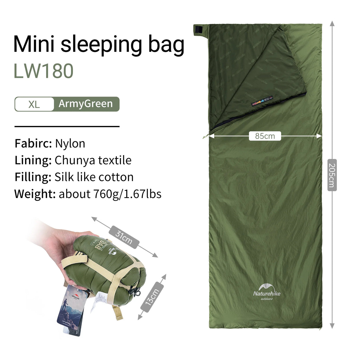 Naturehike Ultralight Envelope Sleeping Bag for Summer Camping