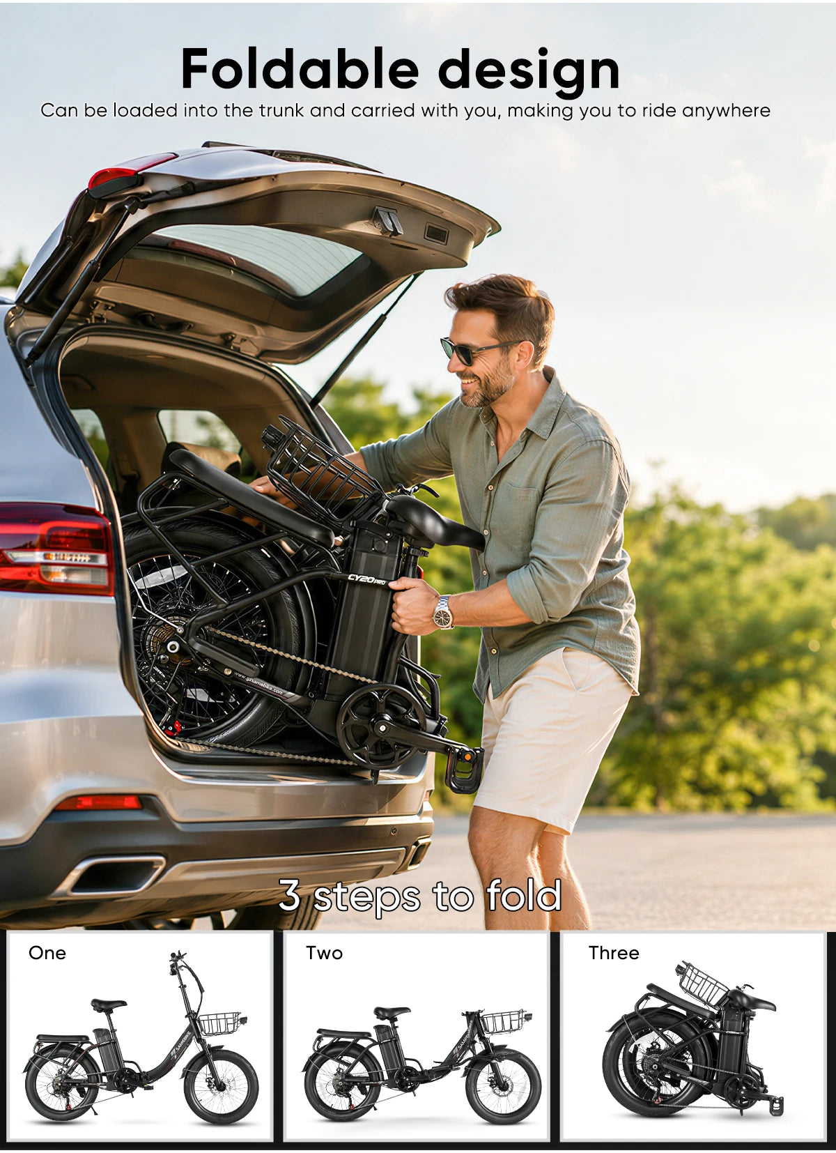 SAMEBIKE CY20Pro Foldable Electric Bike With Dual Suspension