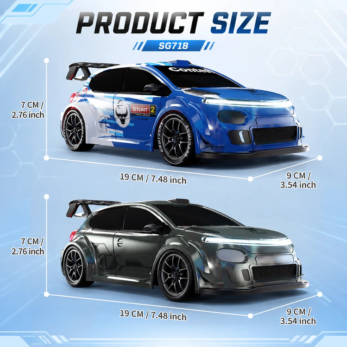 ZNLYRION 4WD RC Drift Car With LED Lights Remote Control