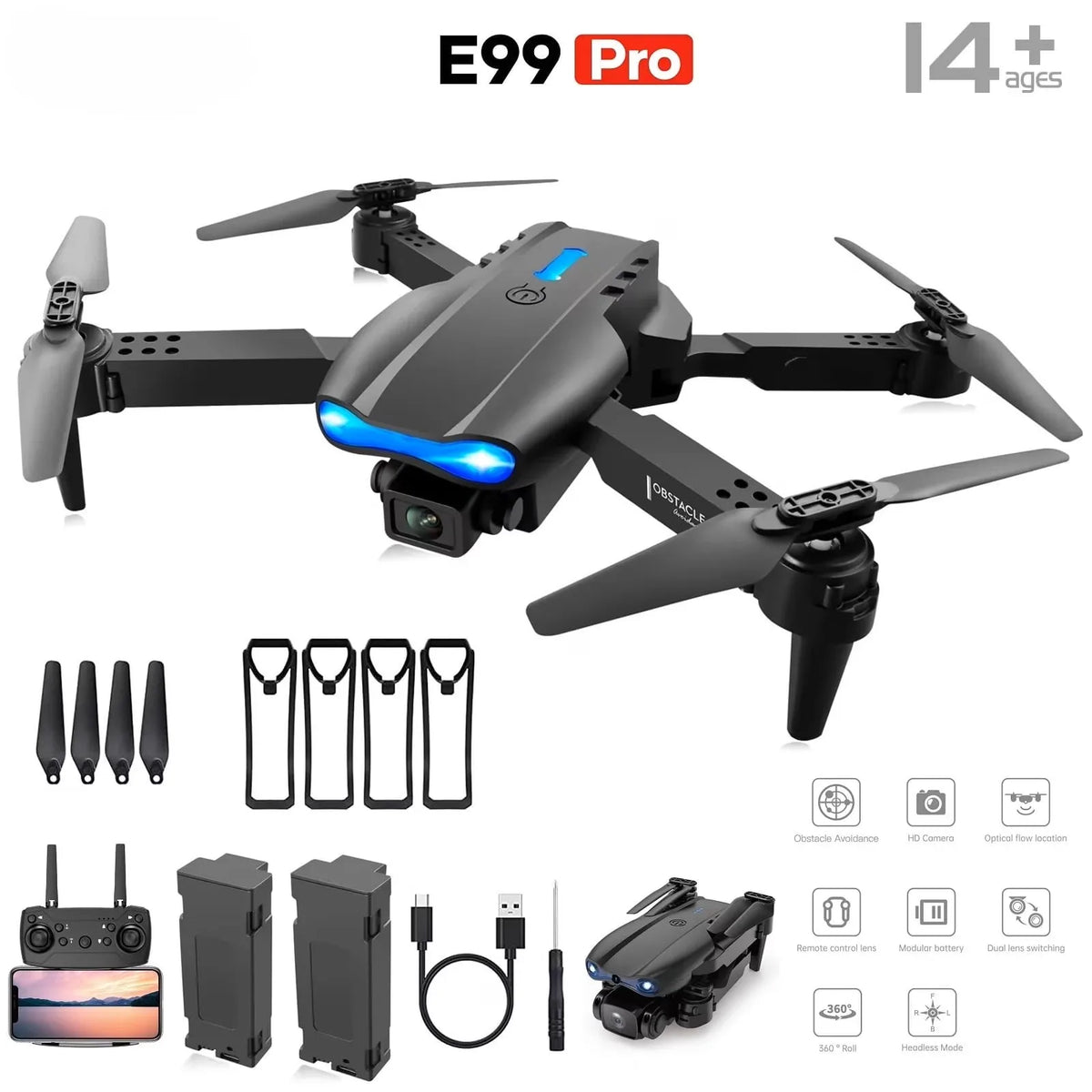 EVANOVM E99 Pro Max Foldable Drone With Dual HD Cameras