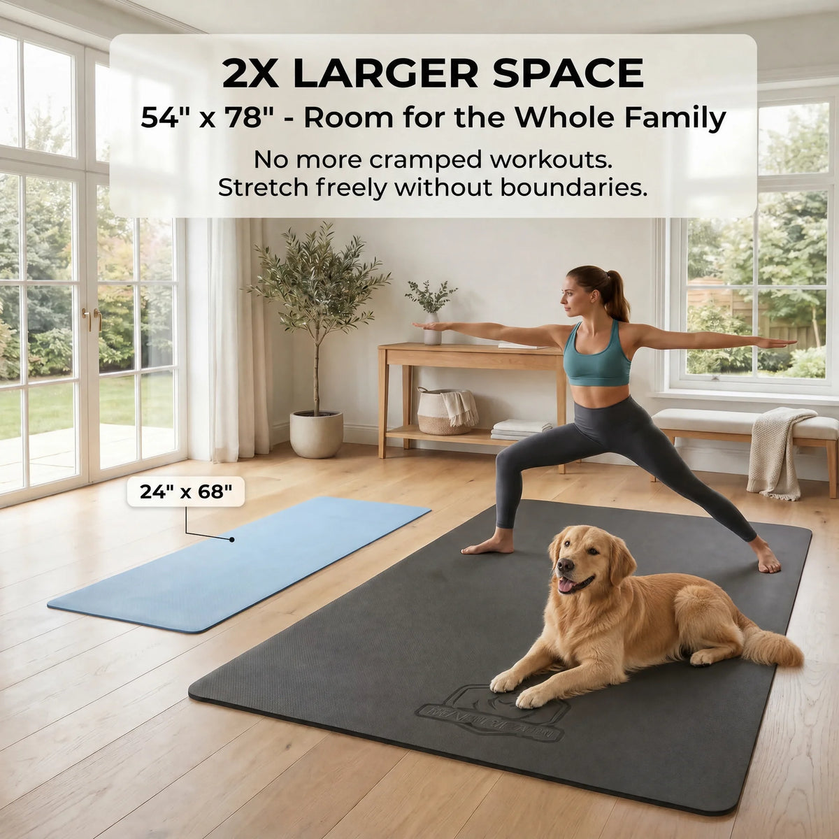 HAPBEAR Extra Large Non Slip TPE Yoga Mat for Fitness