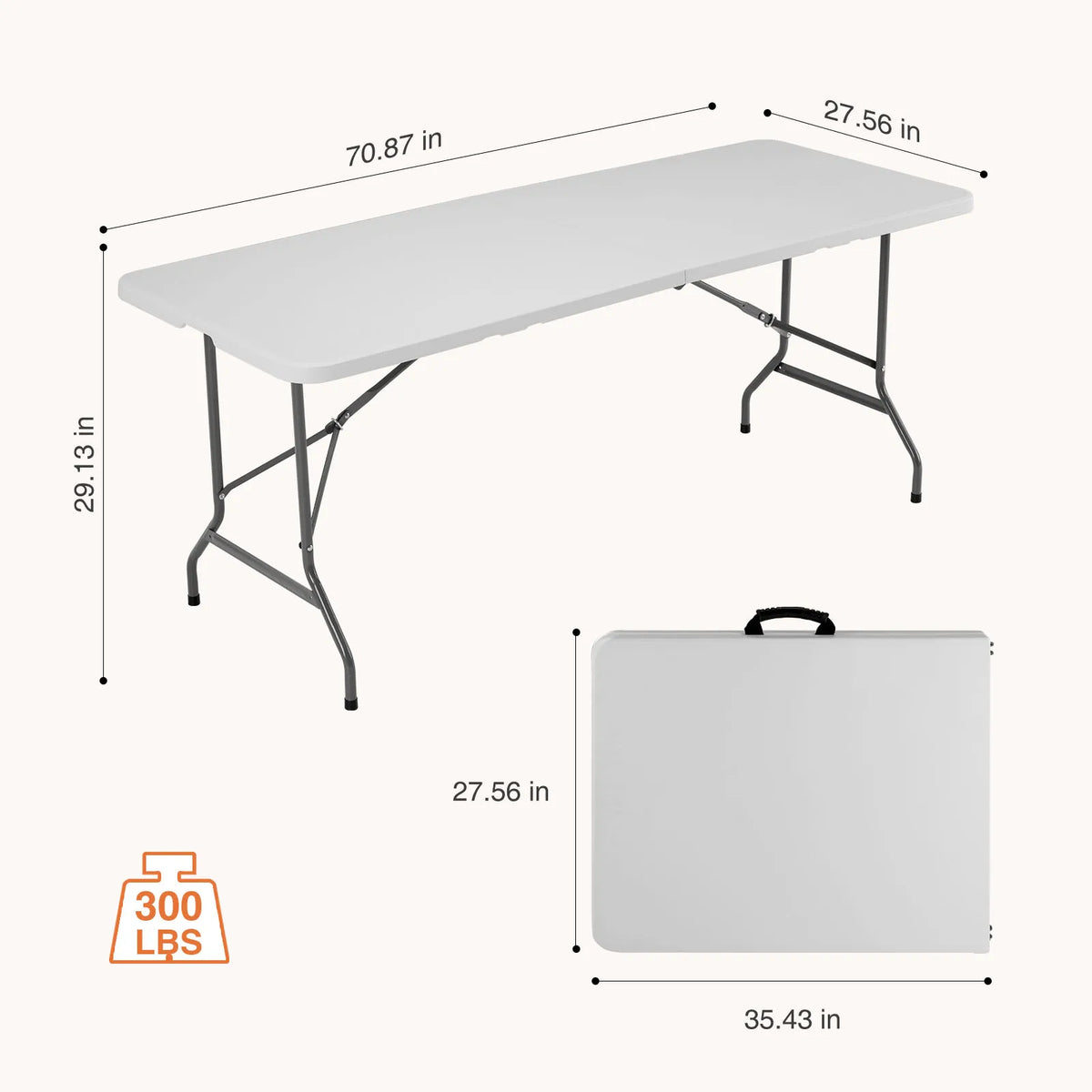 JHK Portable Folding Table With Safety Lock For Outdoor Dining