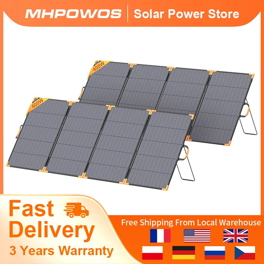 MHPOWOS 400W Bifacial Foldable Solar Panel for Portable Power Stations