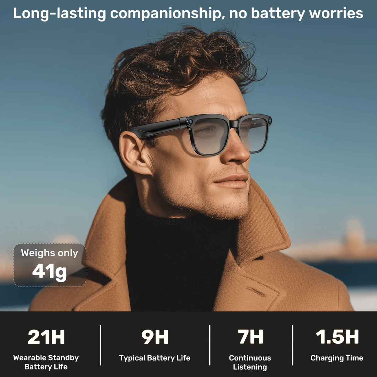 Smart Camera Glasses With HD Video, Bluetooth Audio And Translation