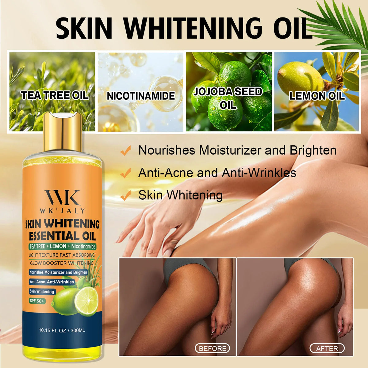 WK JALY Brightening Body Oil For Moisturized Smooth Looking Skin