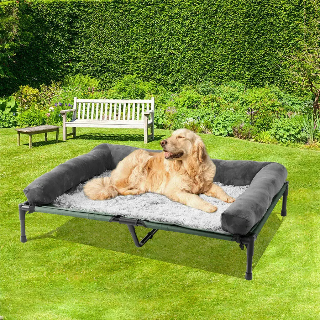 BINGOPAW Elevated Pet Bed With Detachable Plush Bolster