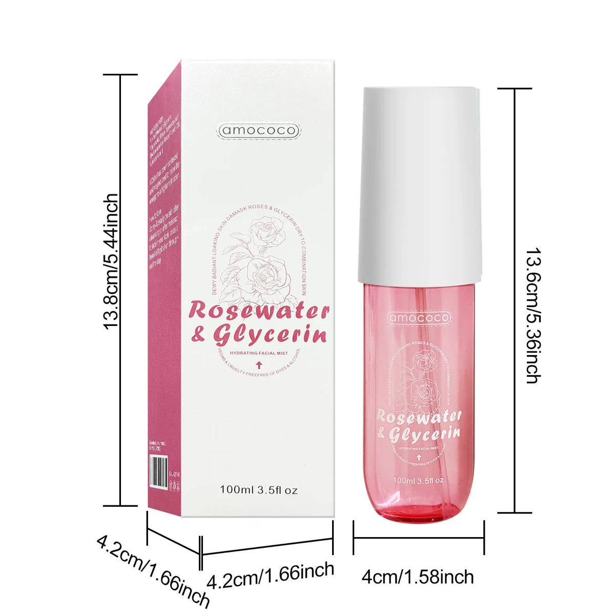 AMOCOCO Rosewater Facial Mist With Glycerin For Hydrating Skin