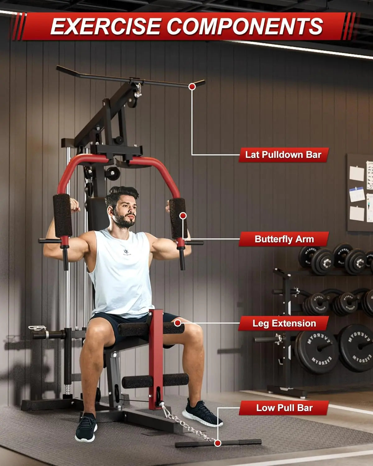 HiMISS 5 In 1 Home Gym Strength Training Machine System