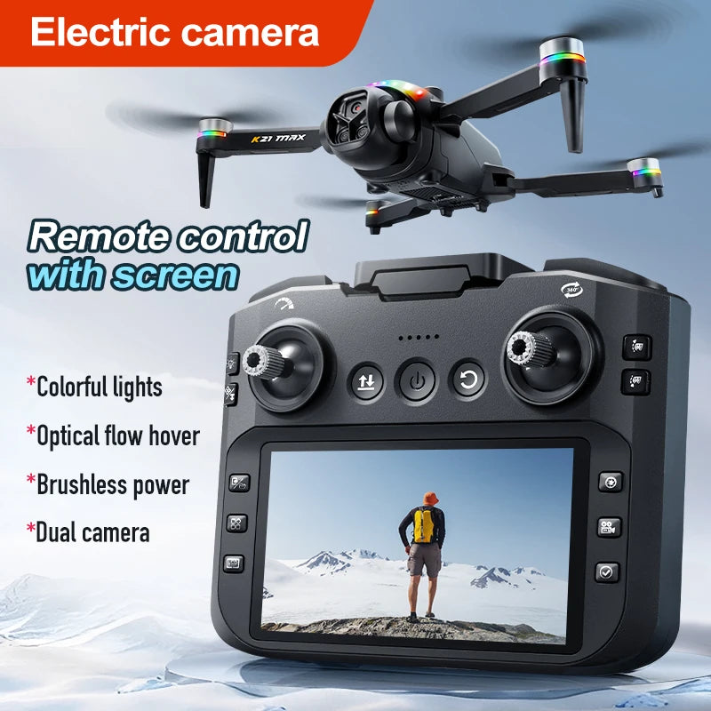 ZNLYRION K21MAX Foldable Brushless Drone With Screen Remote Dual Cameras