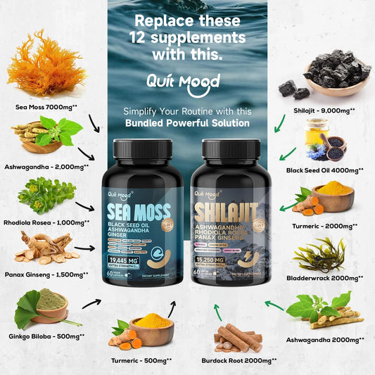 Quit Mood Shilajit With Ginseng Ashwagandha Rhodiola And Turmeric