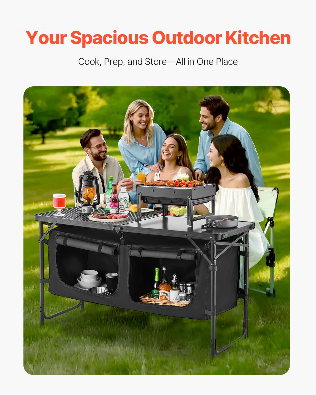 SucceBuy Portable Outdoor Camping Kitchen Cooking Table