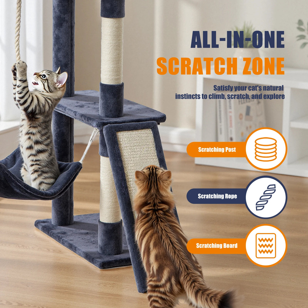 JHK Multi-Level Cat Tree With Sisal Scratching Posts