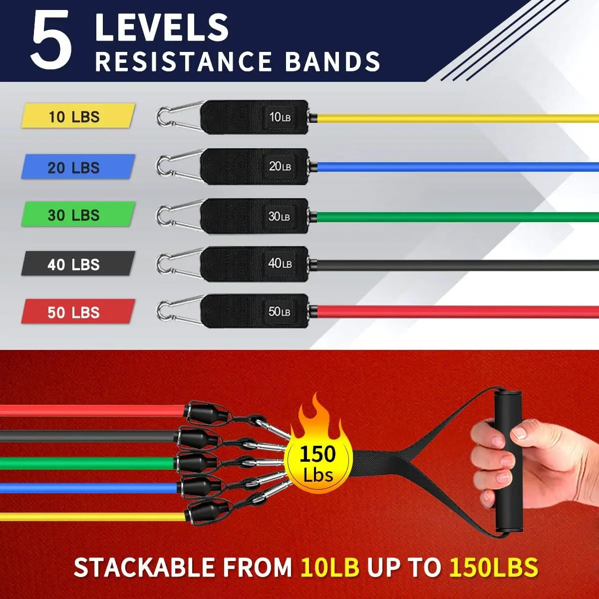 WHATAFIT Resistance Bands Set With Handles For Strength Training