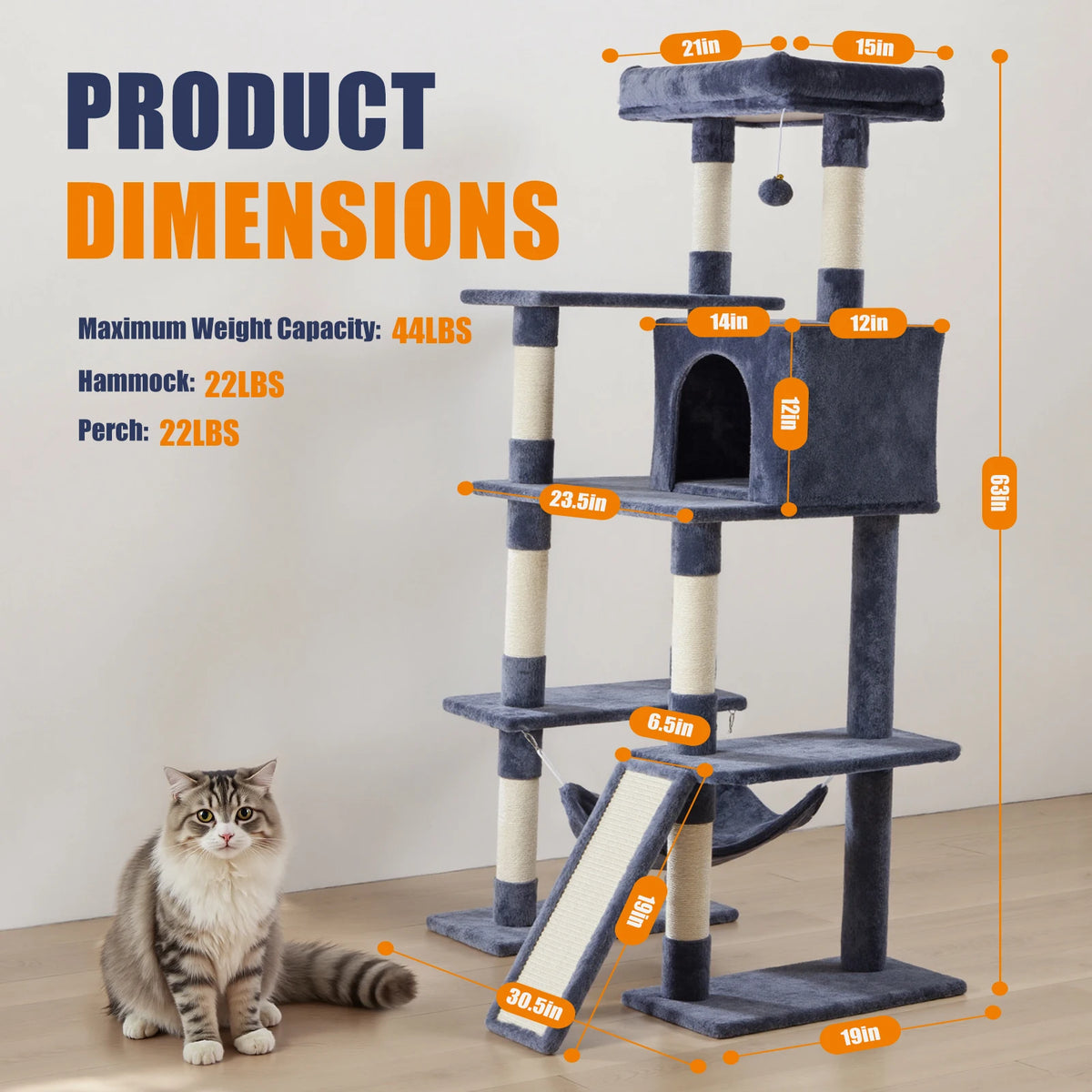 JHK Multi-Level Cat Tree With Sisal Scratching Posts