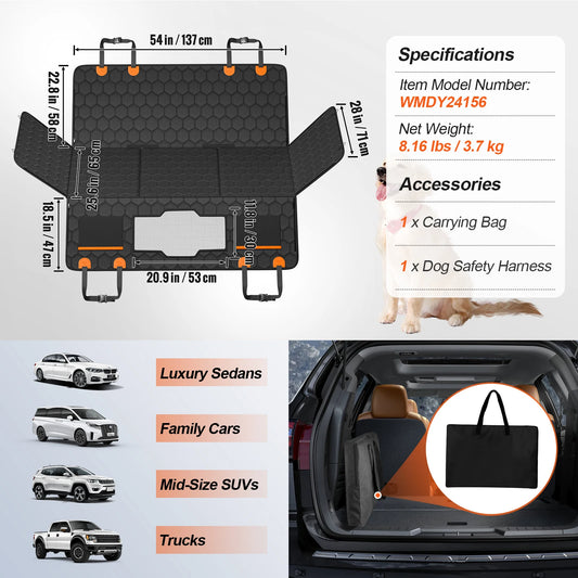 SucceBuy Dog Car Seat Back Seat Extender Cover Mesh Window