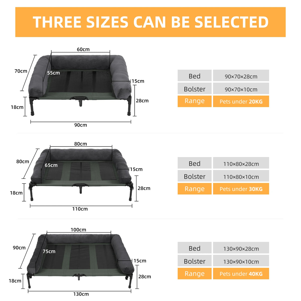 BINGOPAW Elevated Dog Bed With Breathable Mesh And Plush Bolster