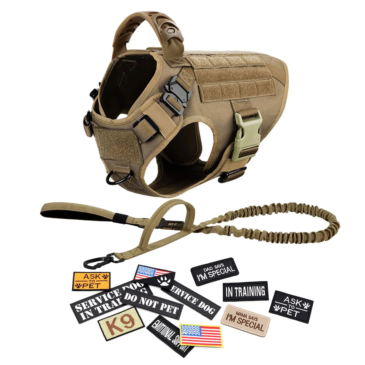 PETRAVEL Tactical Dog Harness Vest With Leash And Training Patches