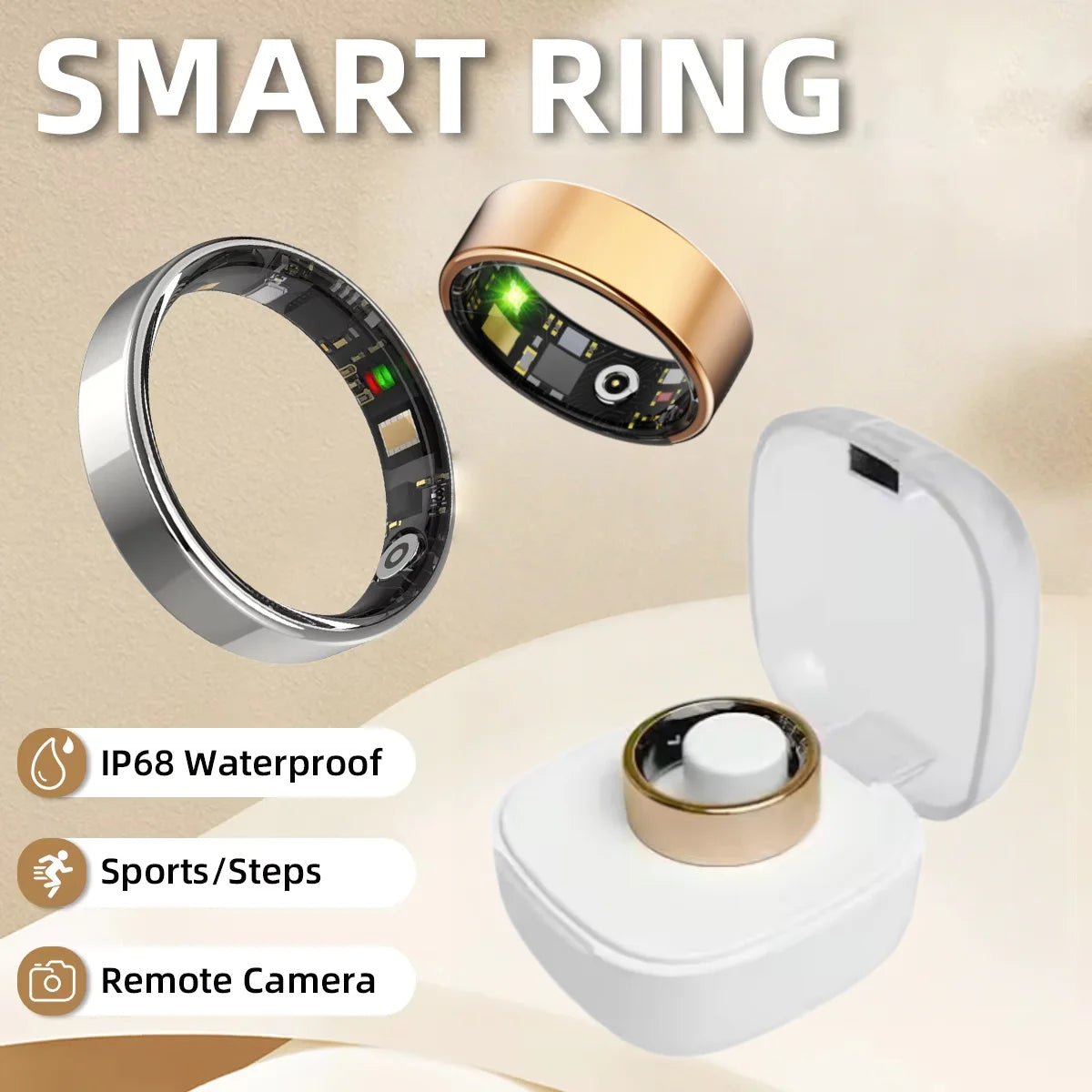 Smart Bluetooth Health Ring Heart Rate Blood Pressure Monitoring
