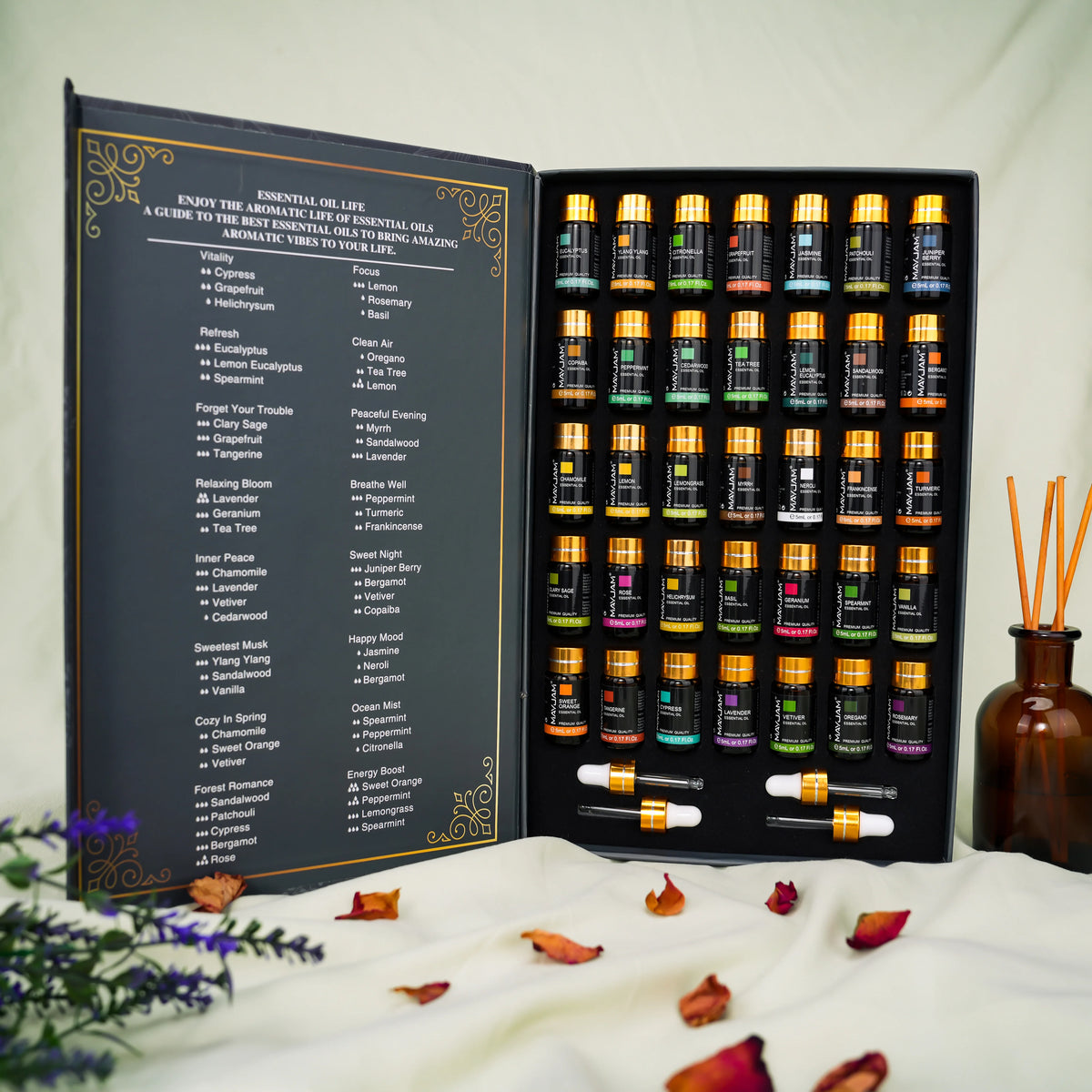 MAYJAM Essential Oils Aromatherapy Gift Set With Droppers
