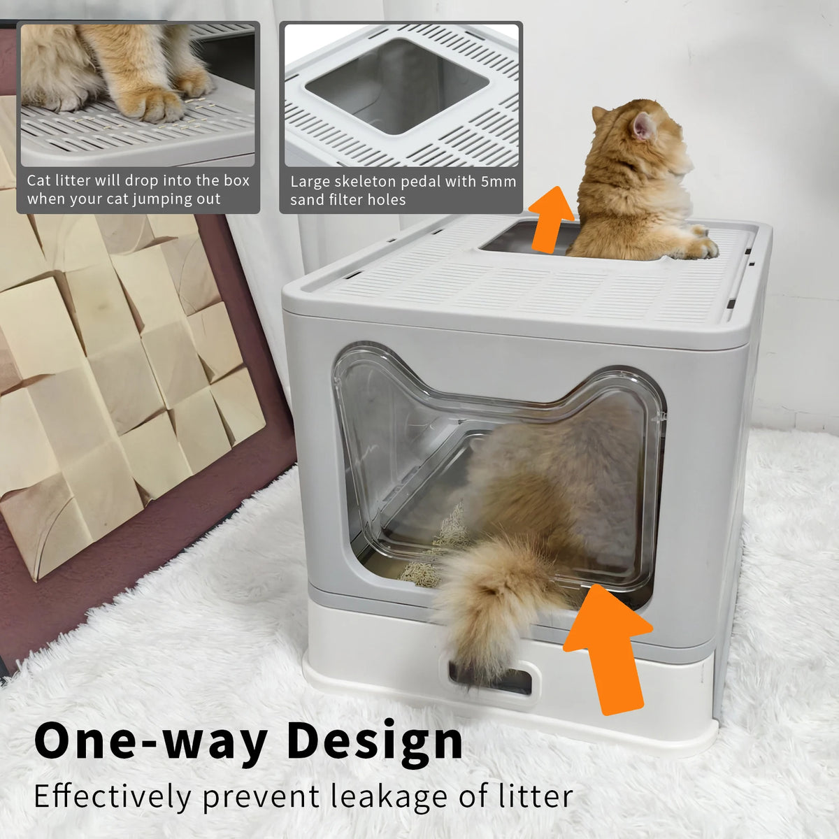 Enclosed Cat Litter Box Front Entry Top Exit With Lid