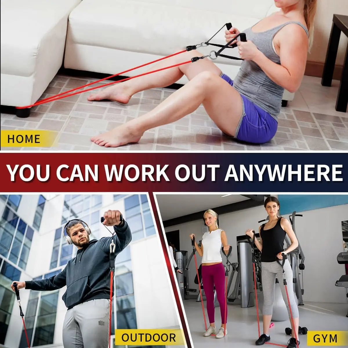 WHATAFIT Resistance Bands Set With Handles For Strength Training