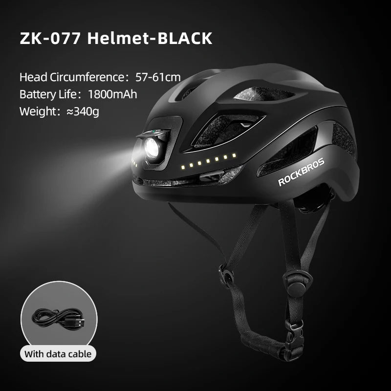 Rockbros Cycling Safety Helmet With Integrated LED Front Light
