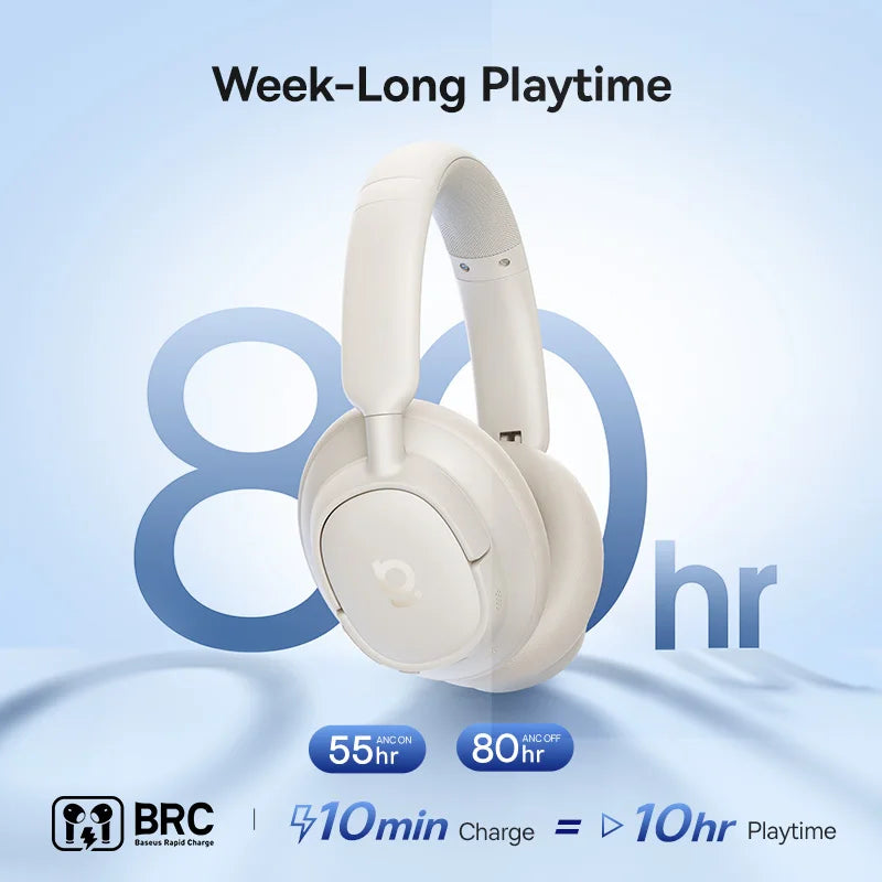 Baseus Wireless Noise Canceling Over Ear Headphones Spatial Audio