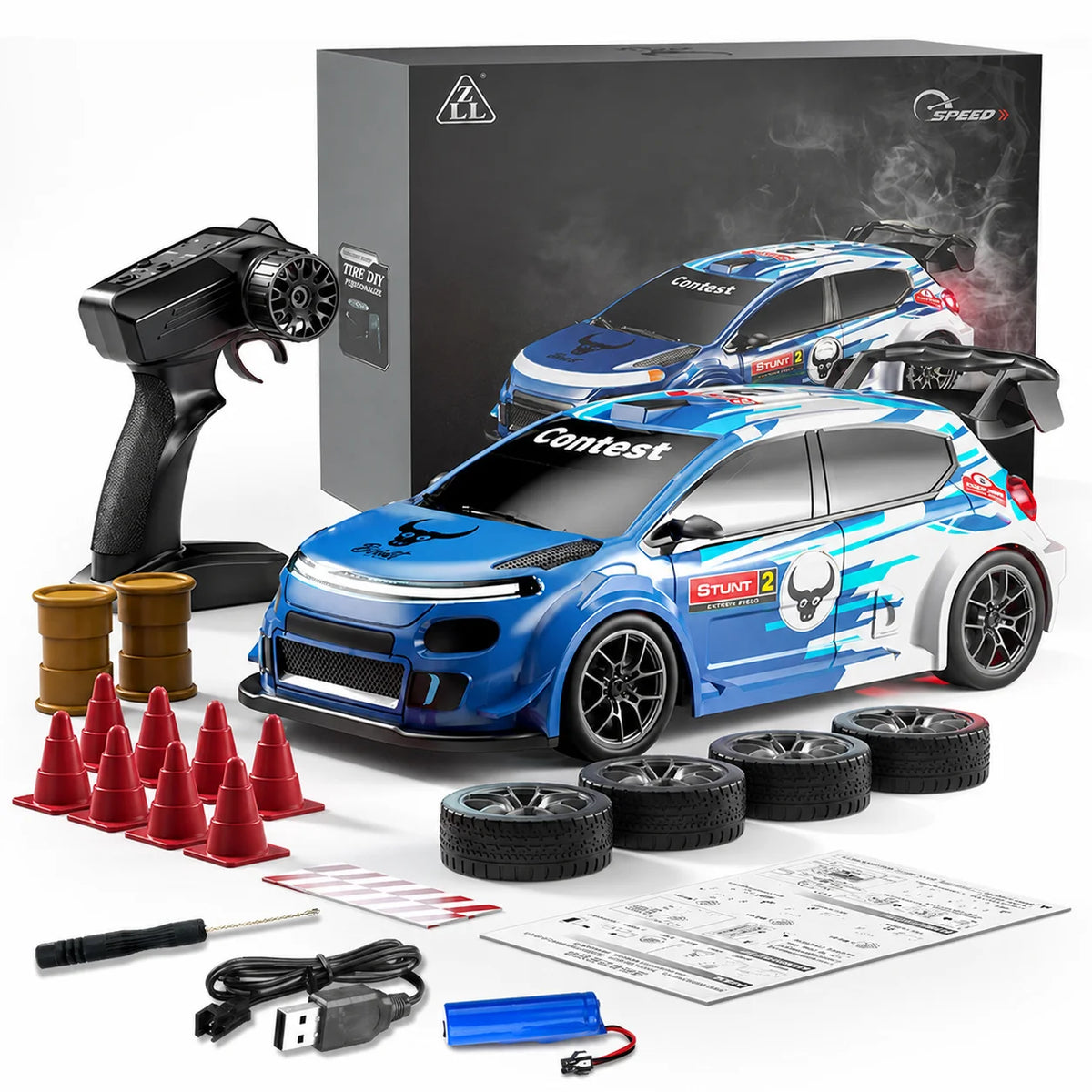 ZNLYRION 4WD RC Drift Car With LED Lights Remote Control