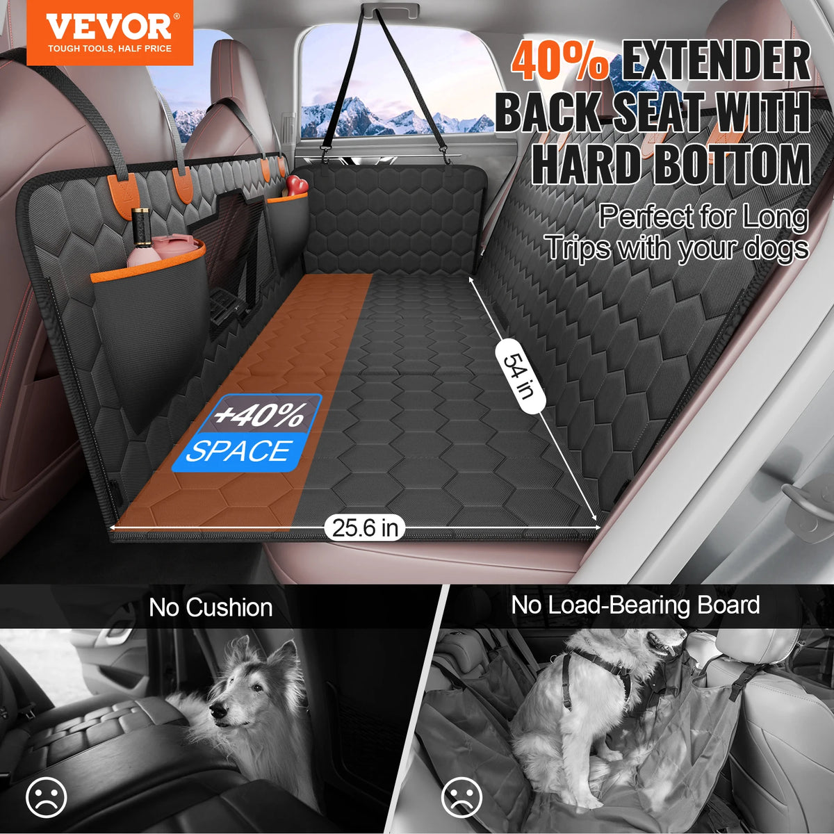 SucceBuy Dog Car Seat Back Seat Extender Cover Mesh Window