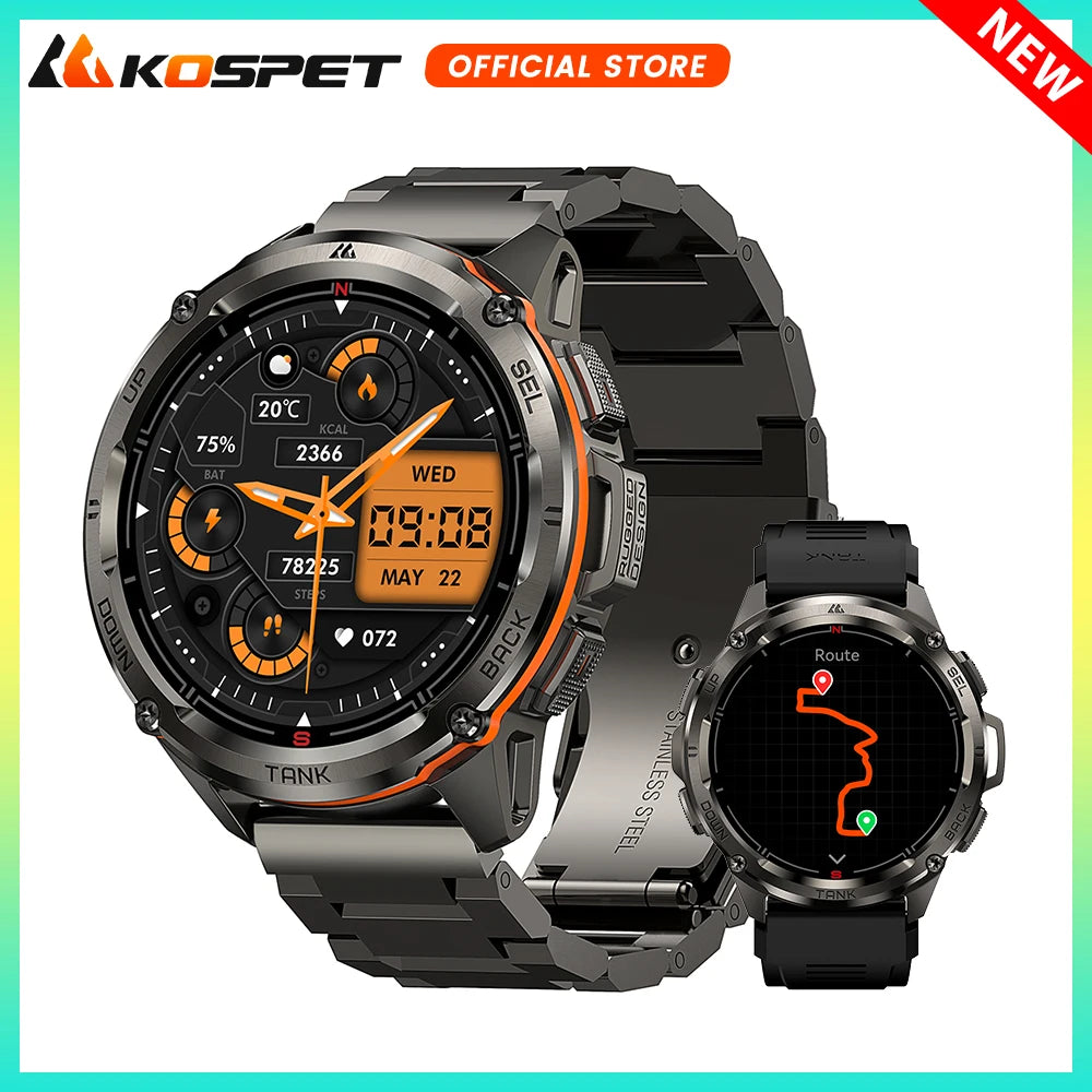 KOSPET TANK T3 Ultra Rugged GPS AMOLED Smartwatch for Men