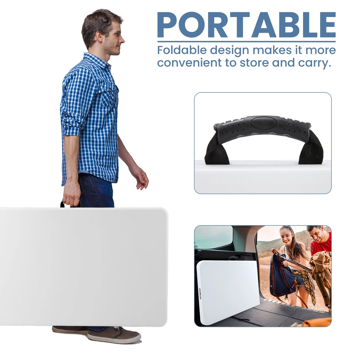 JHK Portable Folding Table With Safety Lock For Outdoor Dining