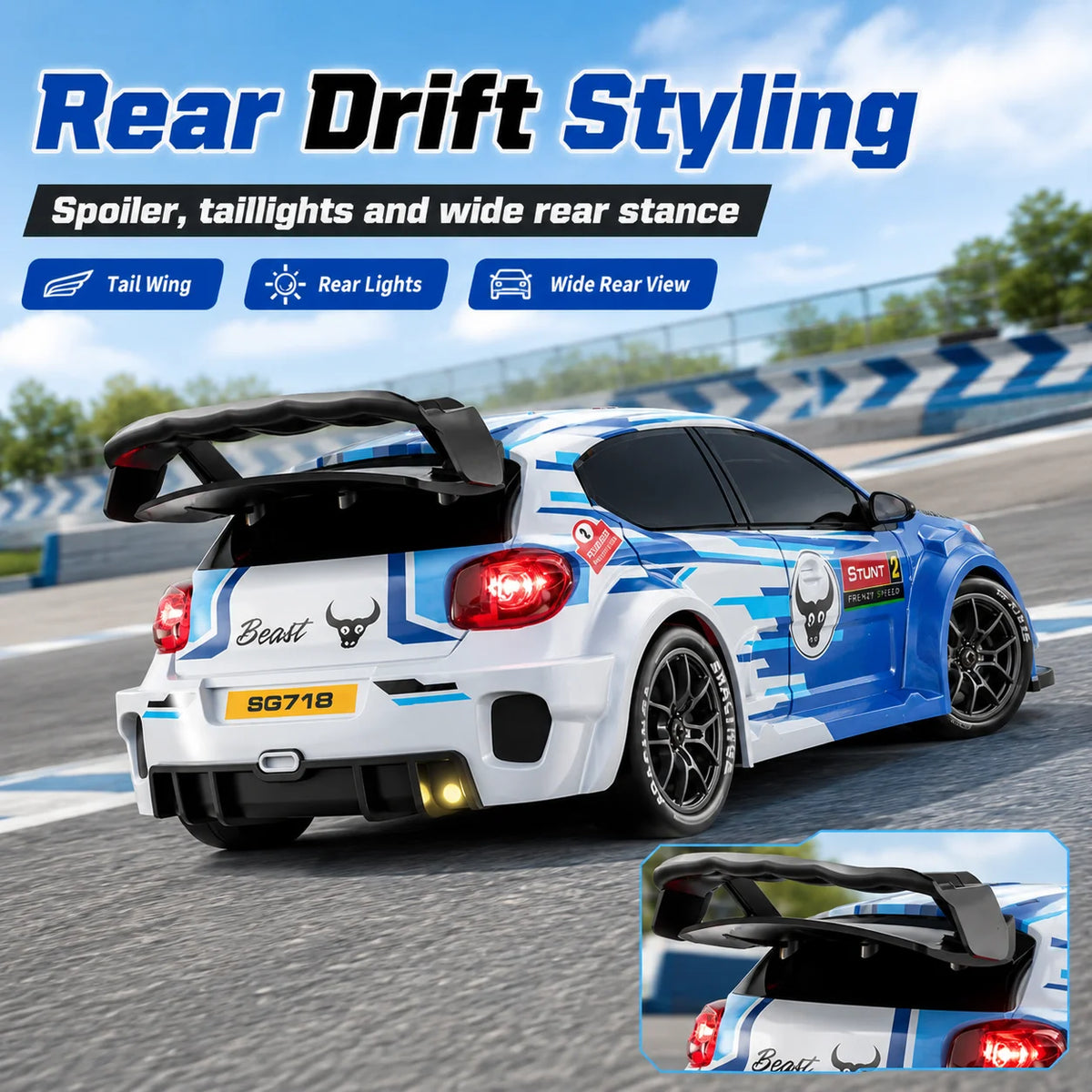 ZNLYRION 4WD RC Drift Car With LED Lights Remote Control