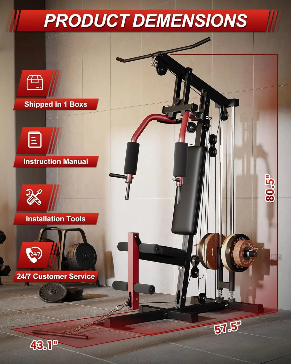 HiMISS 5 In 1 Home Gym Strength Training Machine System