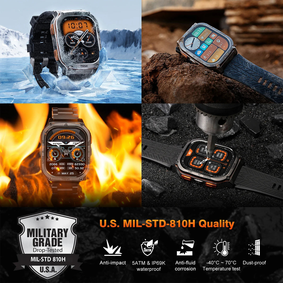 KOSPET Tank M3 Ultra GPS Smartwatch Bluetooth Calling Health Tracking