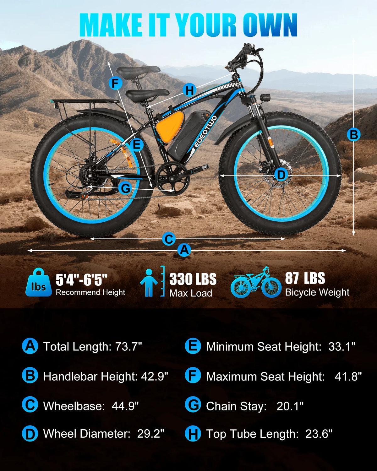 EOEOTWO 1500W Peak Electric Fat Tire Bike With UL2849 Certification
