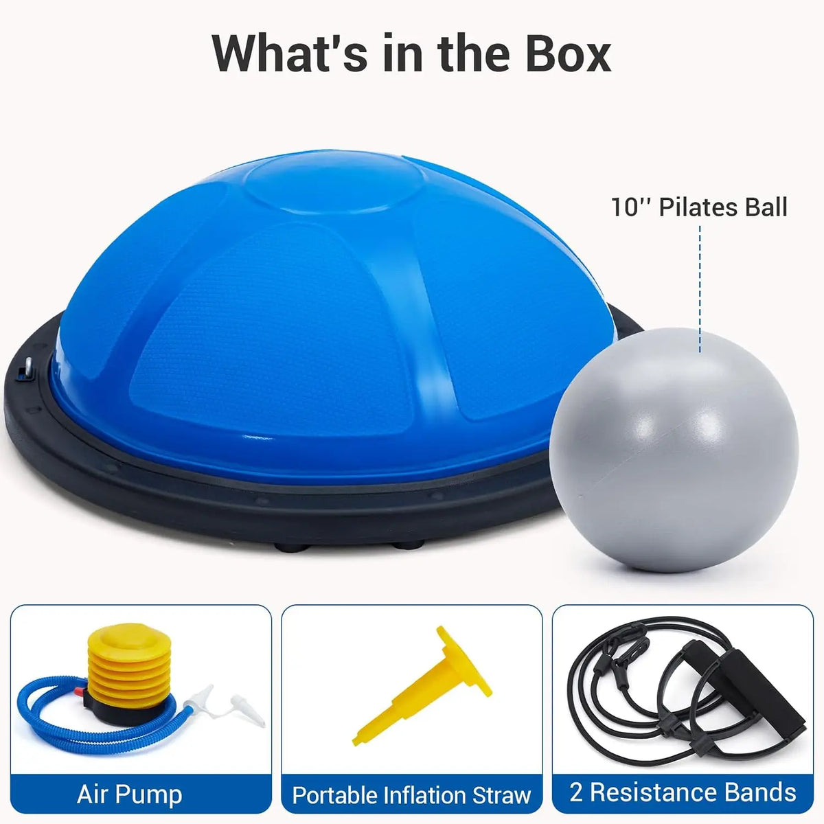 Half Balance Ball Trainer With Resistance Bands For Core Workouts