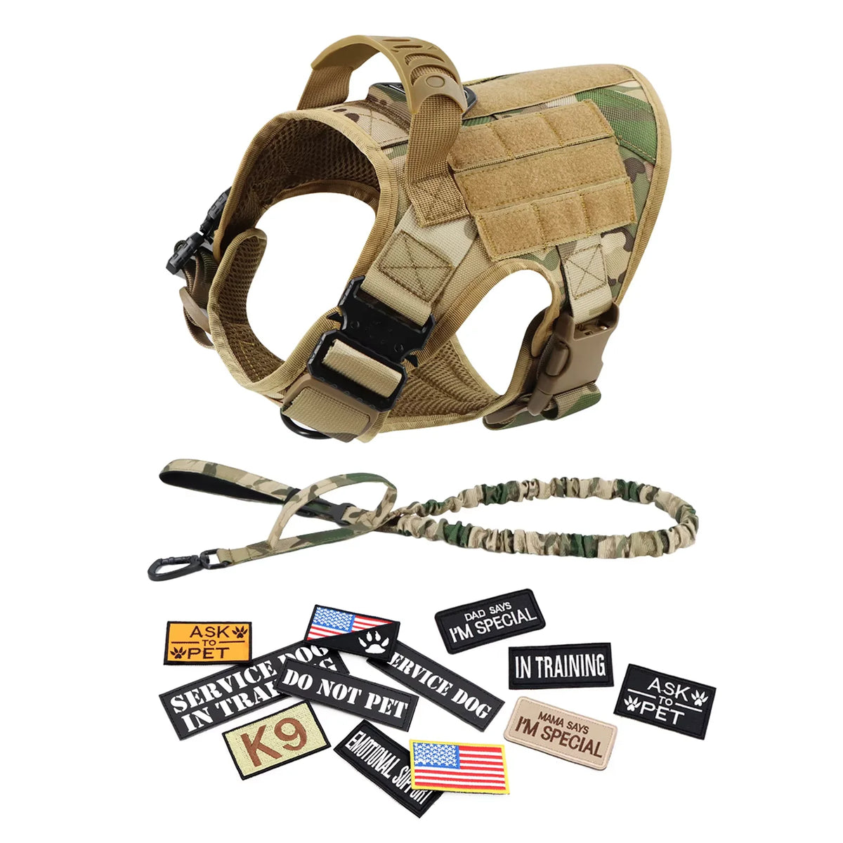 PETRAVEL Tactical Dog Harness Vest With Leash And Training Patches