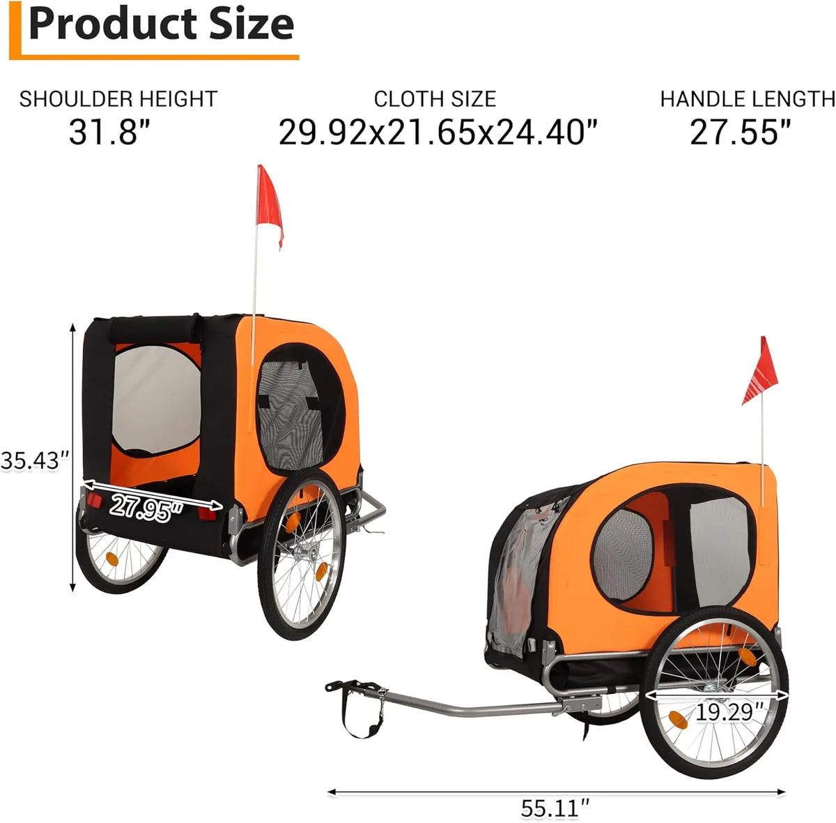 TWISTER.CK Foldable Dog Bike Trailer With Universal Coupler
