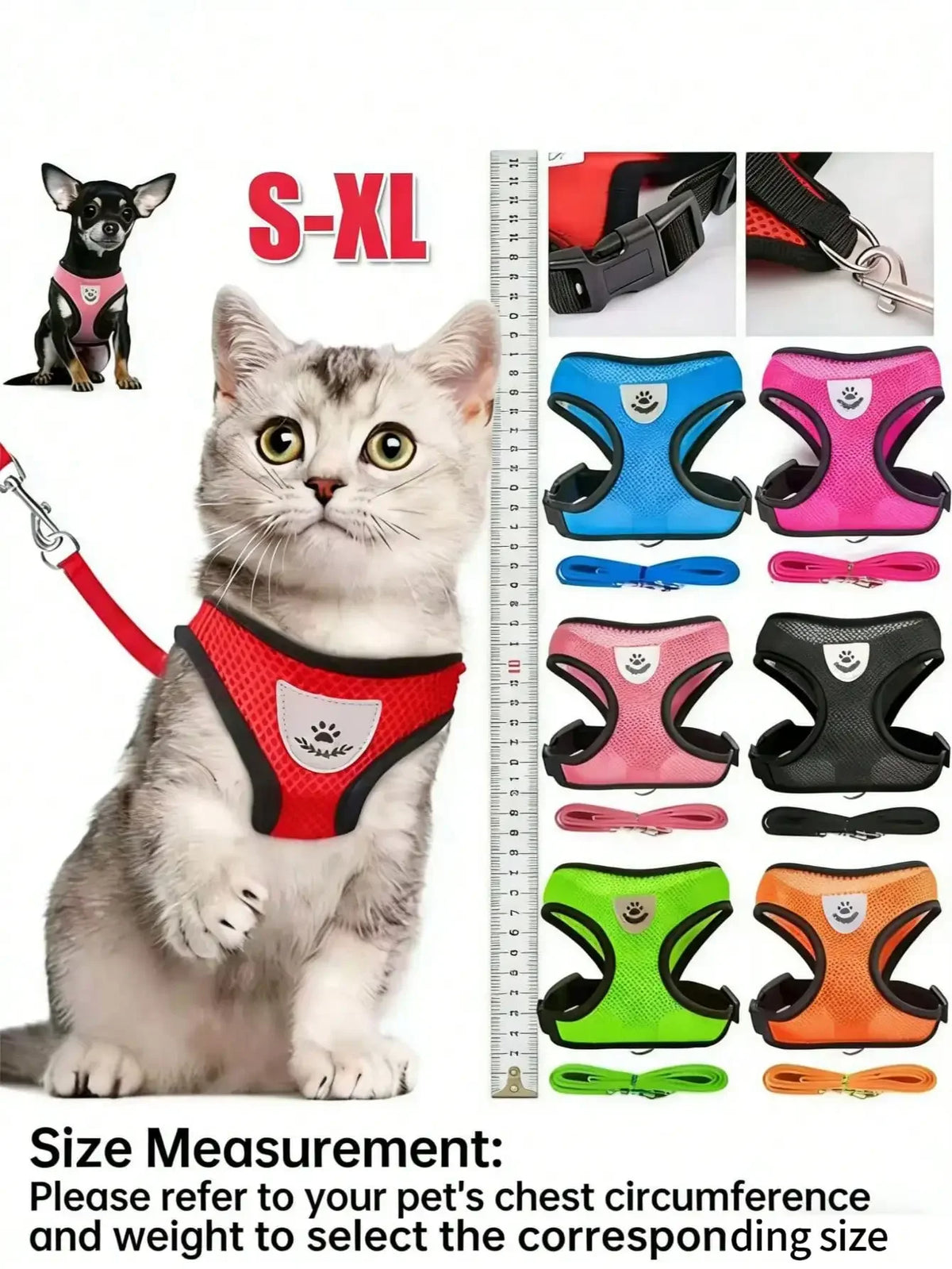 Breathable Mesh Pet Harness And Leash Set With Travel Bowl