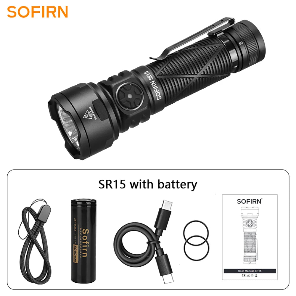 Sofirn SR15 Powerful Rechargeable LED Flashlight With USB C Charging