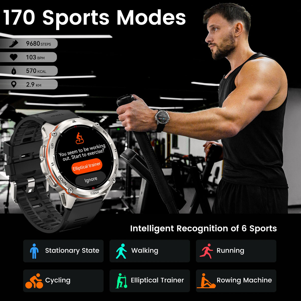 KOSPET TANK T3 Ultra Rugged GPS AMOLED Smartwatch for Men