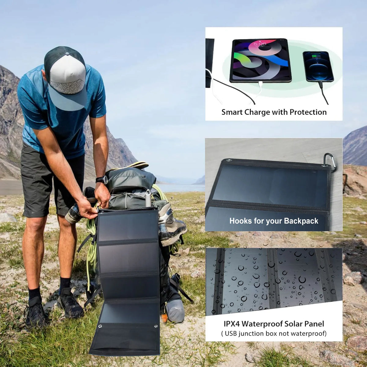 JINGYANGPV Foldable Solar Charger With Dual USB Ports For Camping