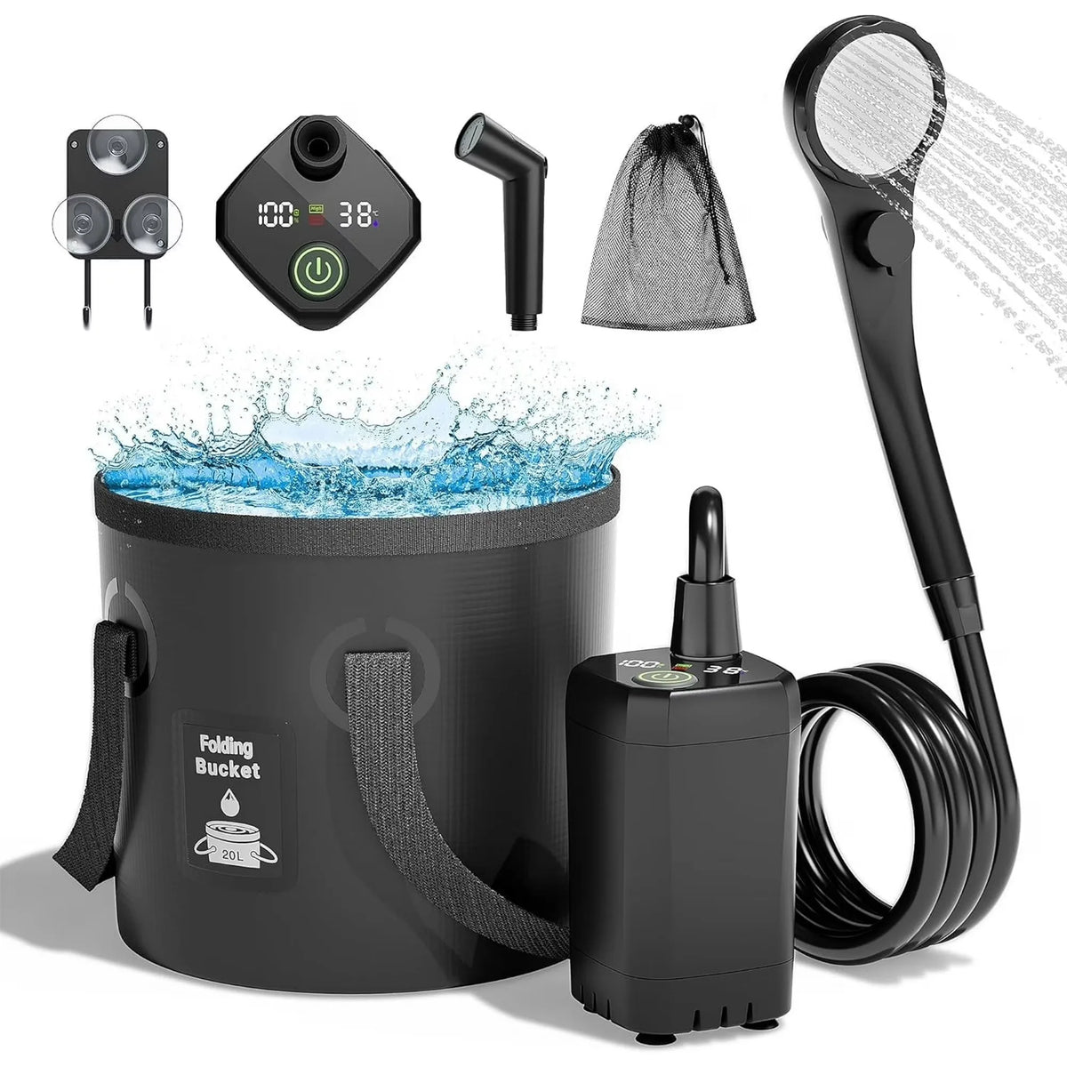 MORIKO Rechargeable Portable Camping Shower With LED Display